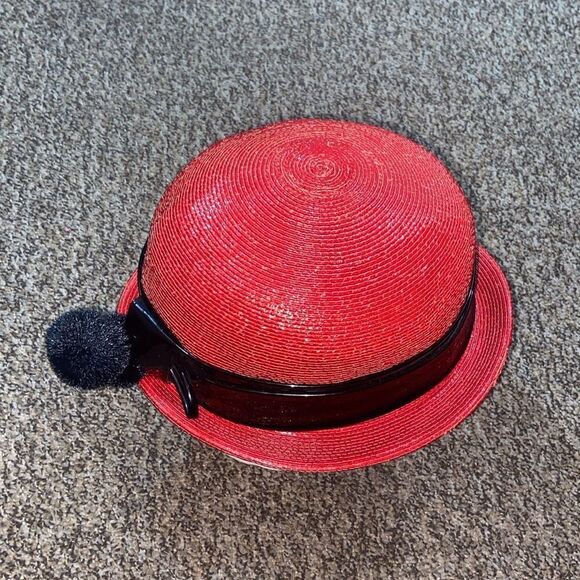 VTG, Adele Claire Made In New York US
Red Straw Hat with Black Band and Pom Pom main image 16